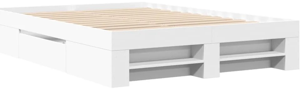 vidaXL Πλαίσιο Κρεβατιού Λευκό 135x190 εκ. από Επεξεργασμένο Ξύλο