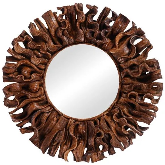 Καθρέπτης Adrez Inart ξύλο liana Φ70x8εκ 337-000030 337-000030 Καφέ
