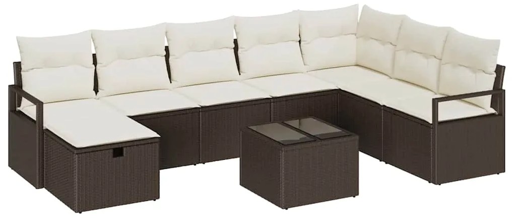vidaXL Σετ Καναπέ Κήπου 9 pcs Καφέ και κρεμ 287 x 177 x 85 εκ.