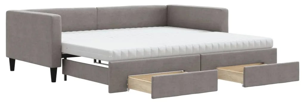 vidaXL Καναπές Κρεβάτι Συρόμενος Taupe 100x200εκ. Υφασμάτινος Συρτάρια