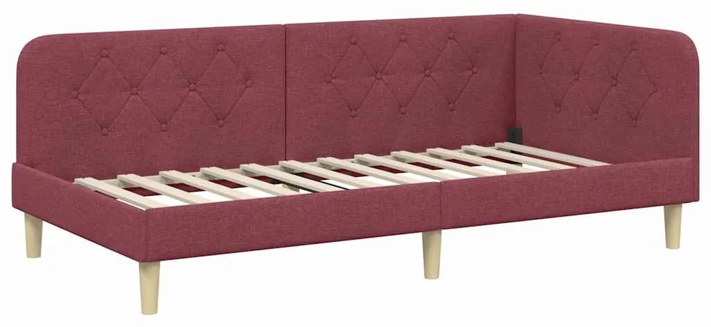 vidaXL Κρεβάτι Γωνίας με κεφαλάρι Κόκκινο 100 x 200 cm ύφασμα
