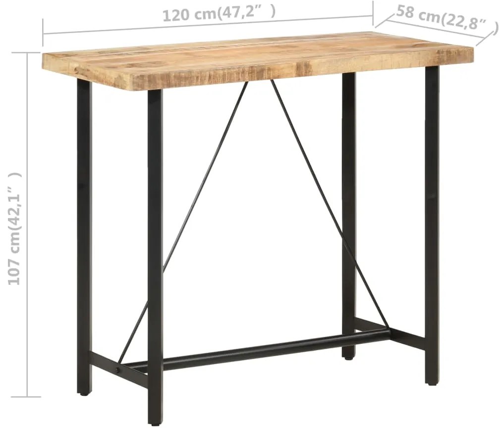vidaXL Τραπέζι Μπαρ 120 x 58 x 107 εκ. Ακατέργαστο Ξύλο Μάνγκο