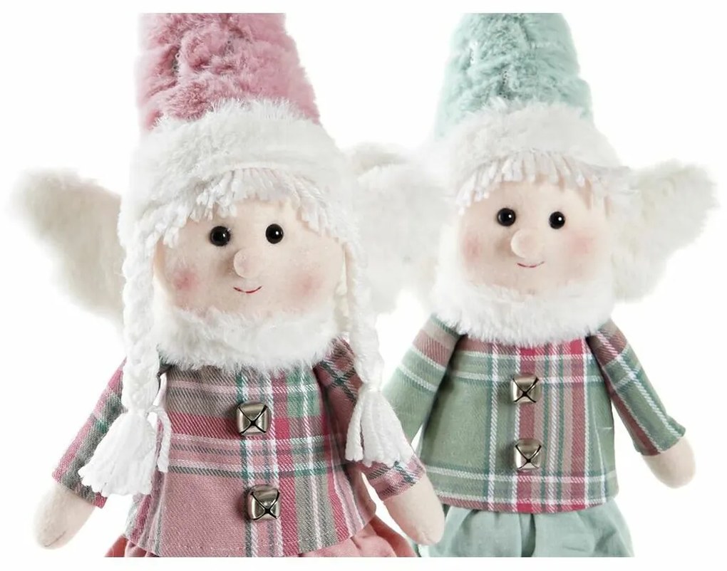 Διακοσμητική Φιγούρα DKD Home Decor Χριστουγεννιάτικο στεφάνι Νεράιδα πολυεστέρας Άγγελος (15 x 10 x 53 cm) (x2)