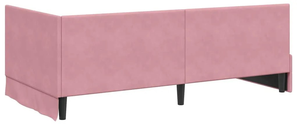 vidaXL Κρεβάτι Γωνίας με κεφαλάρι Ροζ 90 x 200 cm Βελούδο