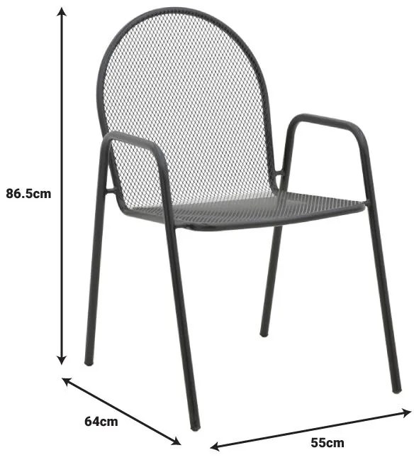 Πολυθρόνα Tarete στοιβαζόμενη μαύρο μέταλλο 55x64x86.5εκ 55x64x86.5 εκ.