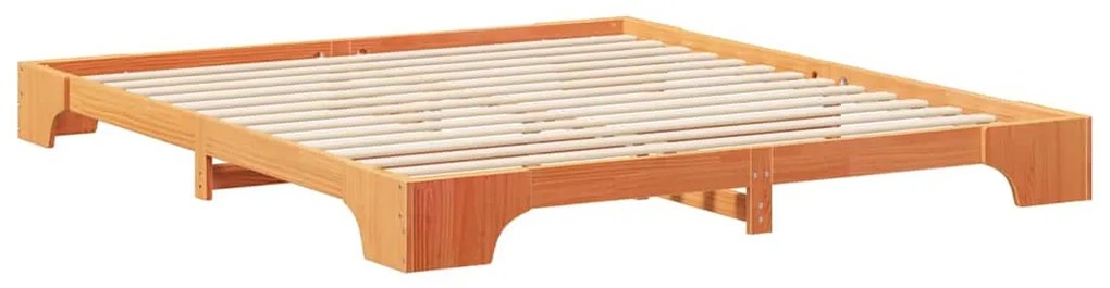 vidaXL Κρεβάτι δαπέδου Καφέ 180 x 210 cm Μασίφ ξύλο πεύκου