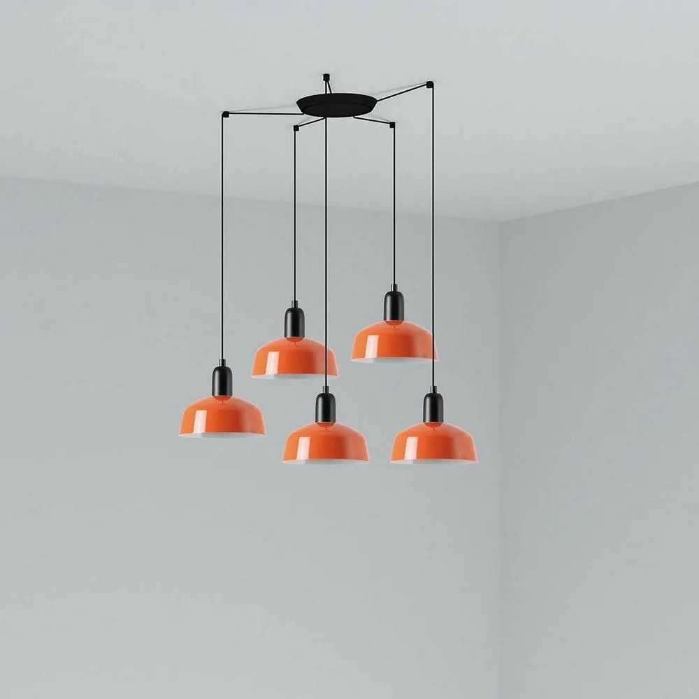 Φωτιστικό Οροφής Κρεμαστό Tatawin Metal S 20340-143-5L 5xE27 Black-Reddish Orange Faro Barcelona