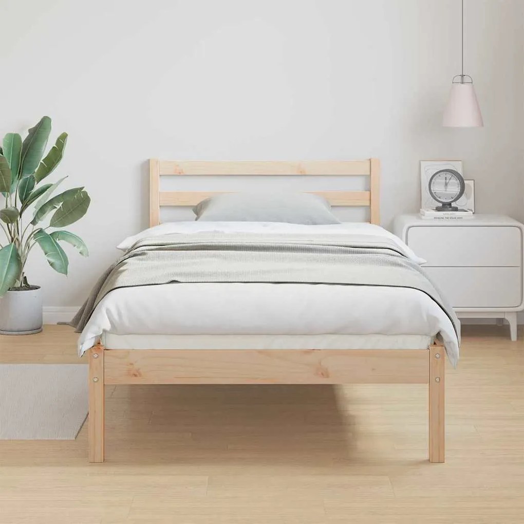 vidaXL Κρεβάτι με κεφαλάρι Καφέ 210 x 80 εκ Μασίφ ξύλο πεύκου