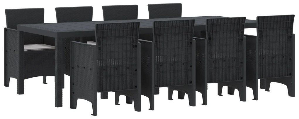 vidaXL Σετ Τραπεζαρίας Κήπου 9 pcs Ανθρακί 250 x 100 x 73 εκ