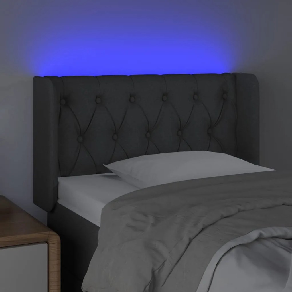 vidaXL Κεφαλάρι Κρεβατιού LED Σκούρο Γκρι 83x16x78/88 εκ. Υφασμάτινο