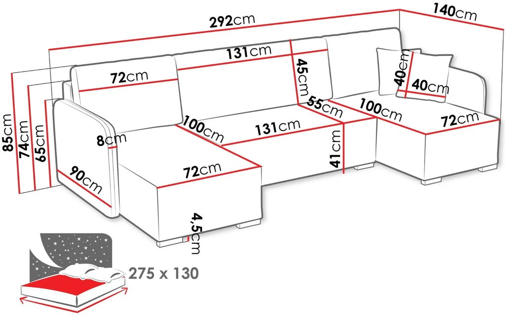 Γωνιακός καναπές Como U-Kitrino