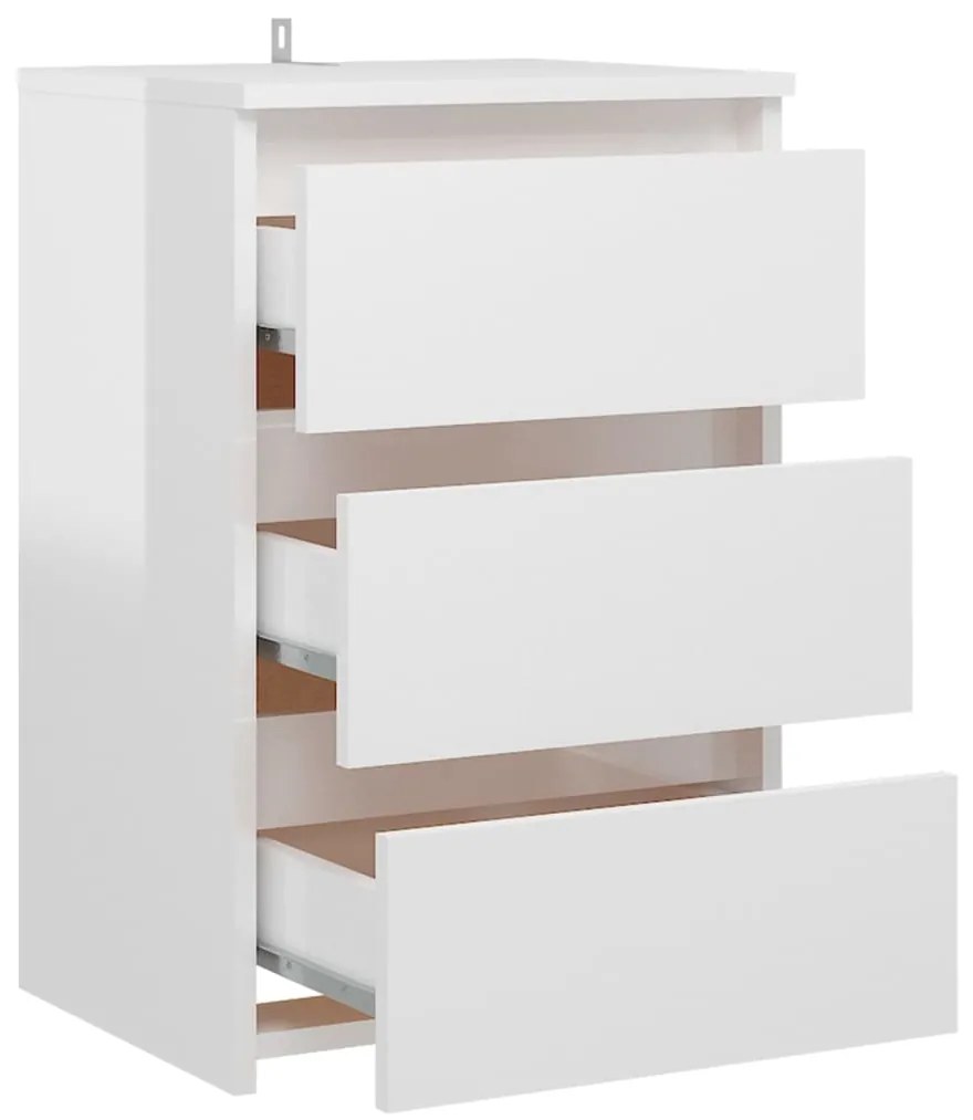 vidaXL Κομοδίνα 2 τεμ. Γυαλιστερό Λευκό 40x35x62,5 εκ. από Επεξ. Ξύλο