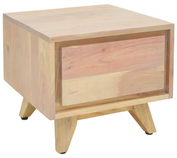 Κομοδίνο Emira pakoworld μασίφ ακακίας σε φυσική απόχρωση 40x40x35εκ