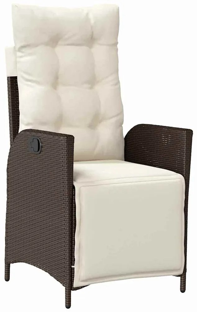 vidaXL Σέτ φαγητού για κήπο με μαξιλάρι 5 pcs Καφέ συνθετικό ρατάν