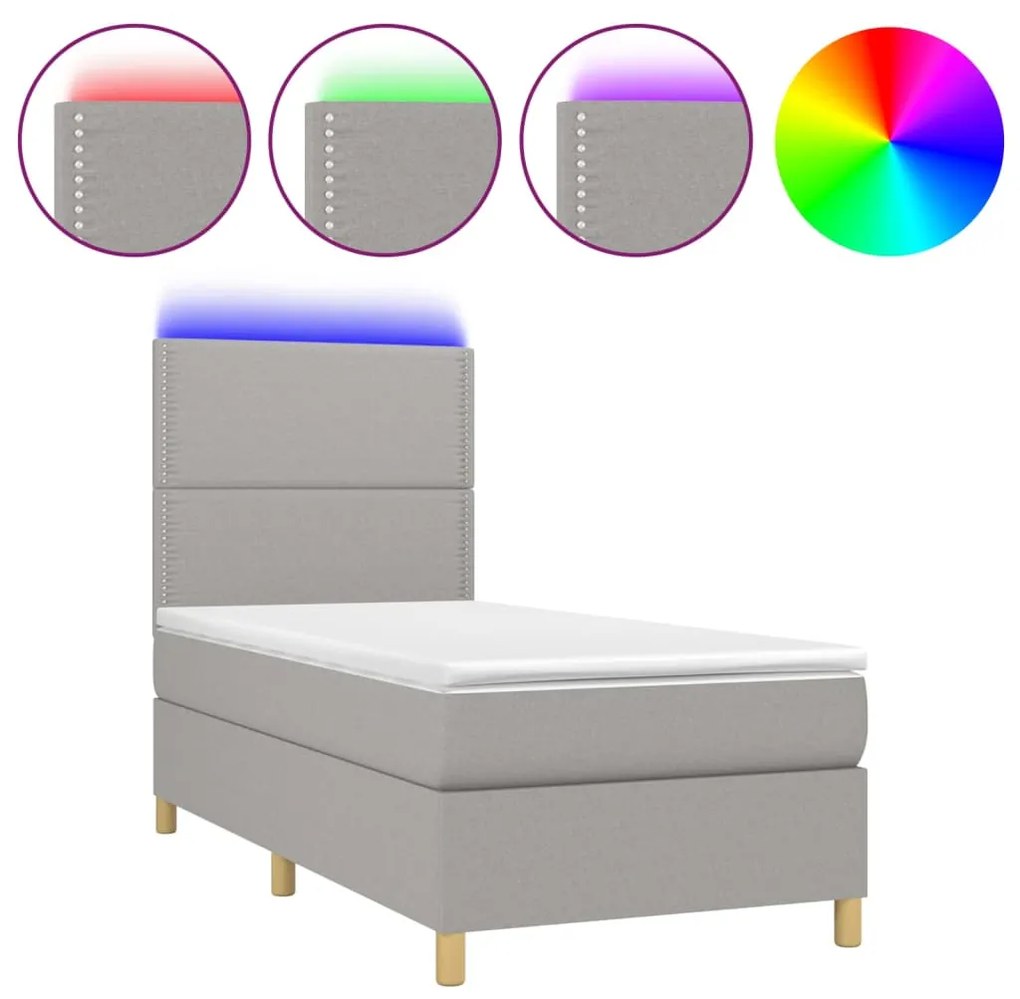 ΚΡΕΒΑΤΙ BOXSPRING ΜΕ ΣΤΡΩΜΑ &amp; LED ΑΝ.ΓΚΡΙ 80X200 ΕΚ. ΥΦΑΣΜΑΤΙΝΟ 3135309