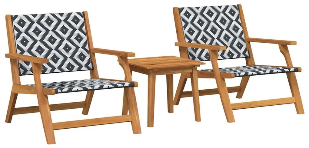 vidaXL Κήπου Καρέκλες με Τραπέζι 3 pcs Μαύρο 45 x 45 x 40 cm