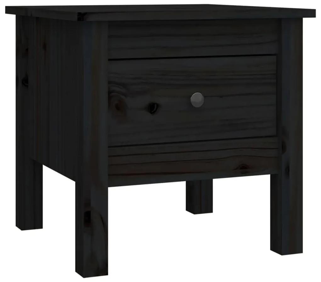 Βοηθητικό Τραπέζι Μαύρος 40 x 40 x 39 εκ. από Μασίφ Ξύλο Πεύκου - Μαύρο