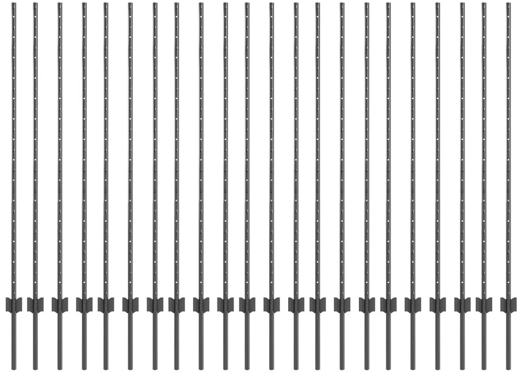vidaXL Ασημένιοι Πόλοι Φράχτη 44 pcs Γκρι 140 εκ. Μέταλλο