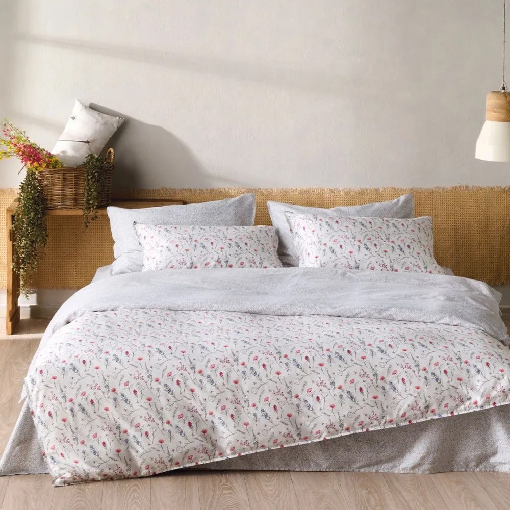 Σεντόνια Erbe 01 (Σετ 4τμχ) White-Pink-Blue Kentia King Size 270x270cm 100% Βαμβακοσατέν