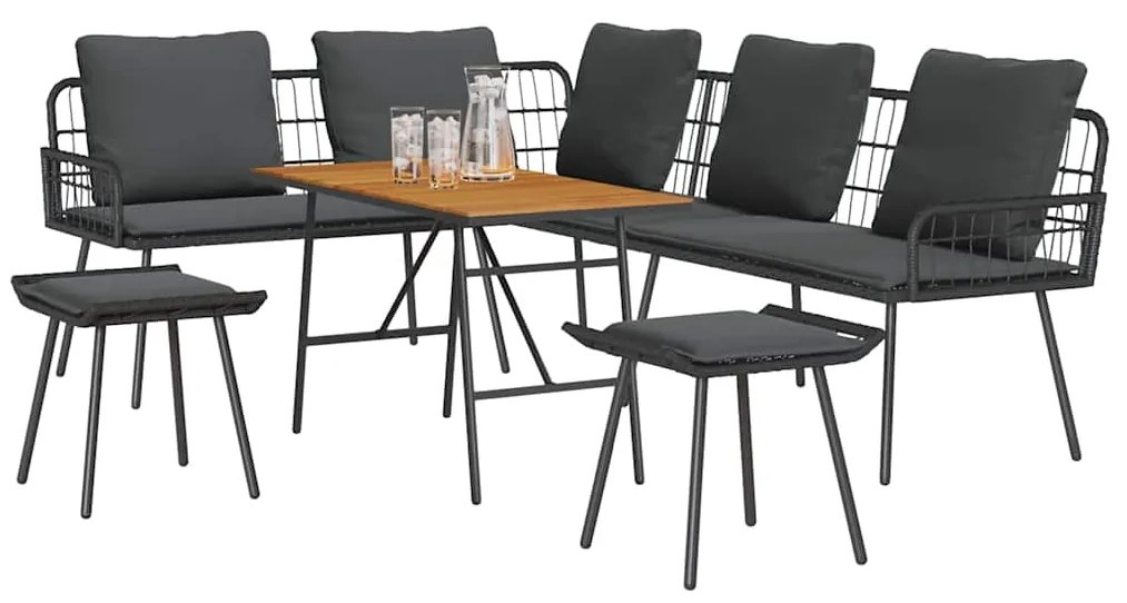 vidaXL Σετ Καναπέ Κήπου 4 pcs Μαύρο συνθετικό ρατάν