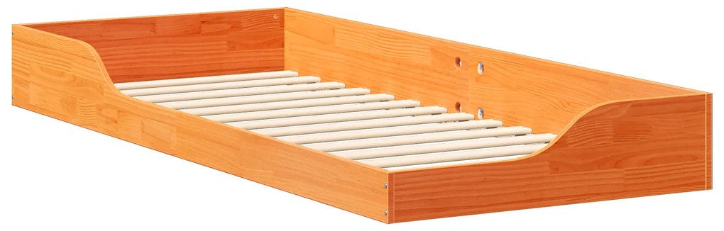 vidaXL Κρεβάτι δαπέδου Καφέ κεριού 80 x 220 cm Μασίφ ξύλο πεύκου