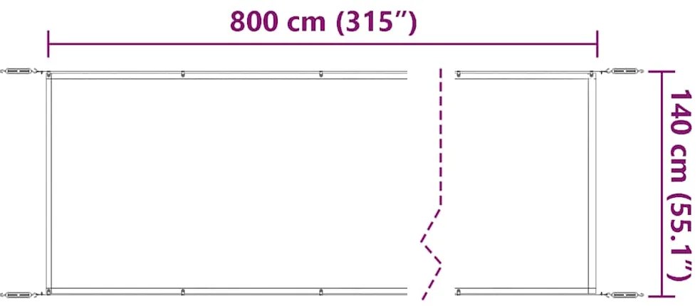 vidaXL Τέντα Κάθετη Ανοιχτό Πράσινο 140 x 800 εκ. από Ύφασμα Oxford