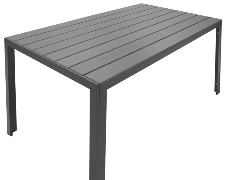 Τραπέζι Nares αλουμίνιο μαύρο-plywood ανθρακί 140x80x72.5εκ 140x80x72.5 εκ.