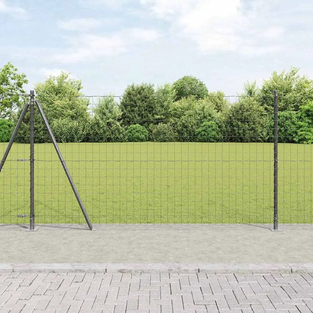 vidaXL Φράχτης με Στήλες. Γκρι 1.2 x 25 m Ατσάλι