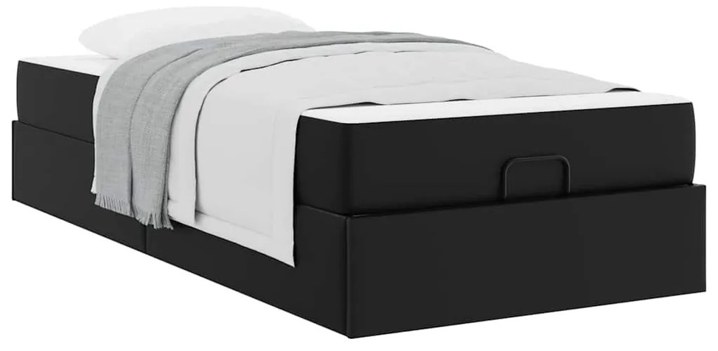 vidaXL Σκελετός κρεβατιού με στρώμα Μαύρο 80 x 200 cm Τεχνητό δέρμα