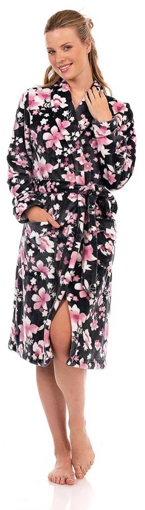 Ρόμπα Fleece Γυναικεία Mara-M 1055-21 Μαύρο,Ροζ X-LARGE