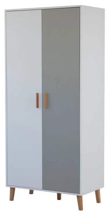 Ντουλάπα Timmy 2D Λευκό-Γραφίτη-Γκρι 90x50x199cm