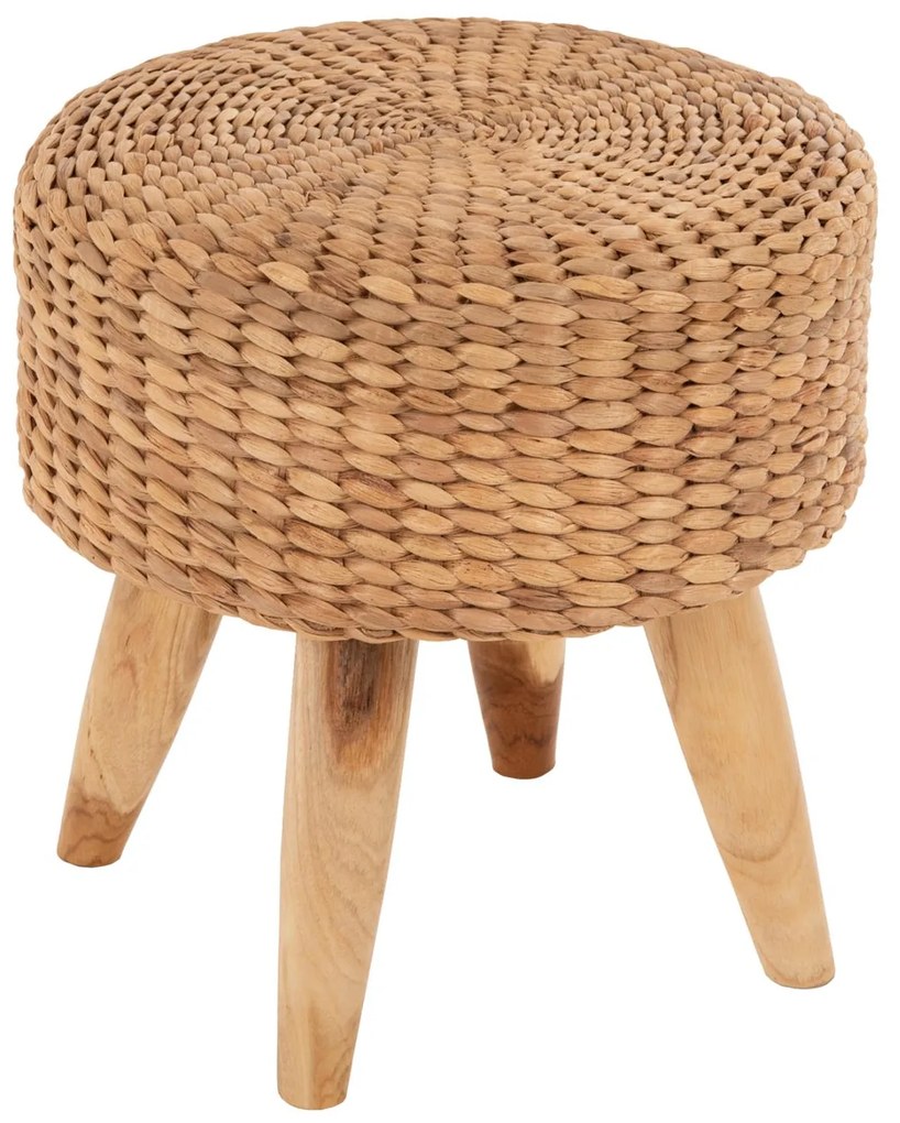 STOOL JIM  TEAK WOOD IN NATURAL COLOR-MATTED SEAT Φ43x43Hcm.