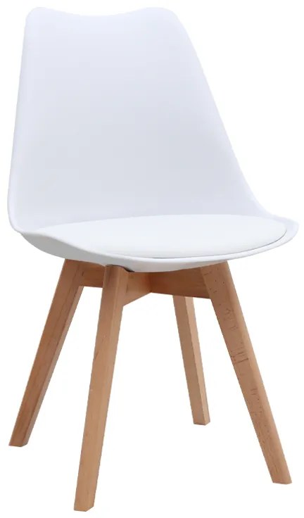 Καρέκλα τραπεζαρίας Viva Megapap PP - PU λευκό - ξύλινο φυσικό πόδι 48,5x54x80εκ.