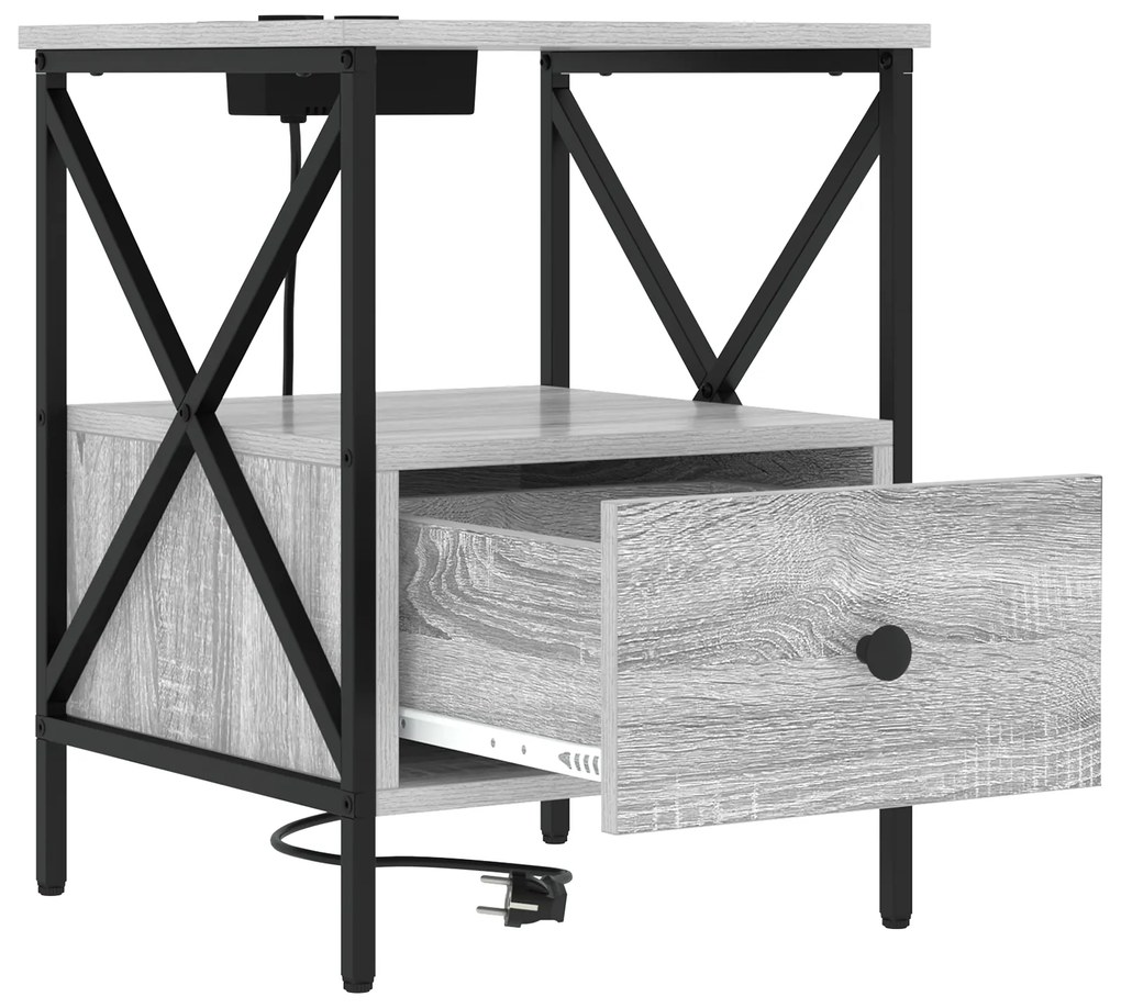 vidaXL Κομοδίνο με συρτάρι 2 pcs Γκρι sonoma 41.5 x 40.5 x 55 εκ.