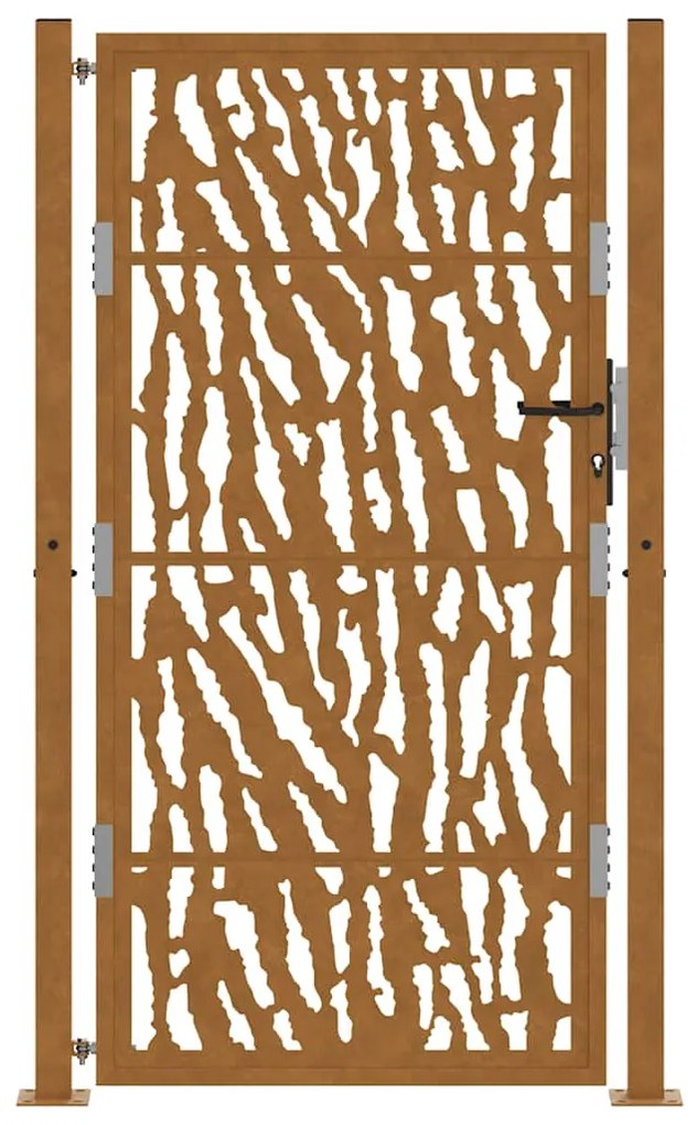 Πύλη κήπου 105x180 cm από διαβρωμένο χάλυβα με σχέδιο ίχνος - Καφέ