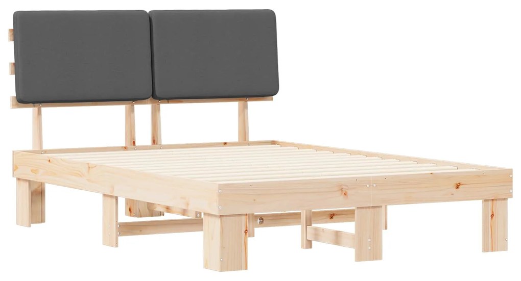 vidaXL Σκελετός Κρεβατιού με Επενδεδυμένο Κεφαλάρι Σκούρο Γκρι