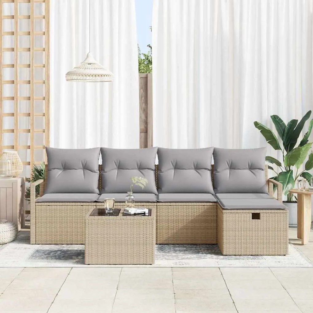 vidaXL Σετ Καναπέ Κήπου 6 pcs μπεζ και ανοιχτό γκρι 230 x 117 x 85 εκ.