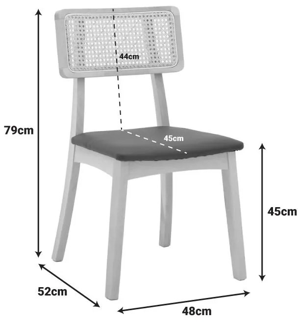 Καρέκλα Renna ξύλο οξιάς σε φυσική απόχρωση με μαύρο pu μαξιλάρι 48x52x79εκ 2αδα 48x52x79 εκ.