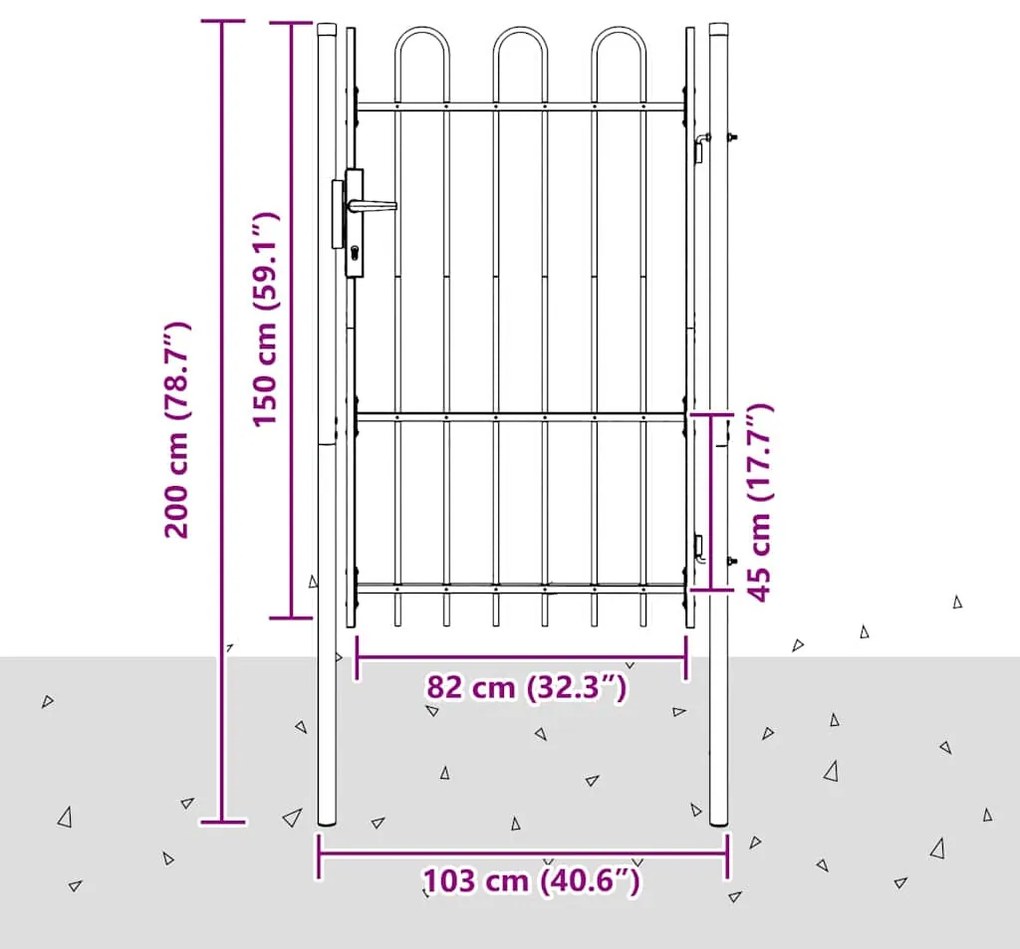 vidaXL Πύλη Φράχτη Γκρι 100 x 150 cm Χάλυβας με Επικάλυψη Πούδρας
