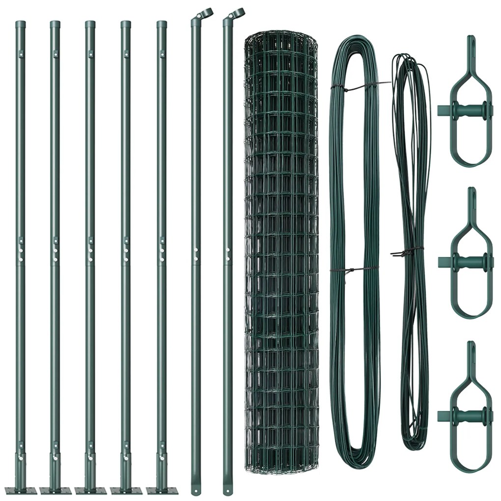 vidaXL Euro Fence με 7 ανυψωμένα πόδια 1.5x10 μ Γαλβανισμένος χάλυβας