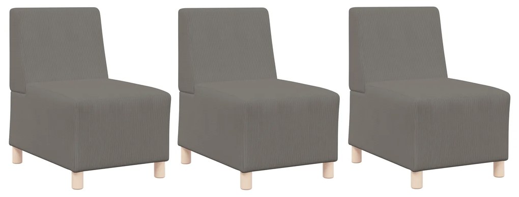 vidaXL Καθίσμα Σαλονιού 3 pcs Ανοιχτό γκρι 55 x 74 x 82 εκ. Βελούδο