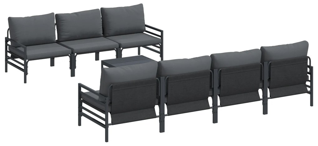 vidaXL Σετ Καναπέ Κήπου με μαξιλάρι με μαξιλάρι 8 pcs Ανθρακί 70 x 70.5 x 31.5 εκ