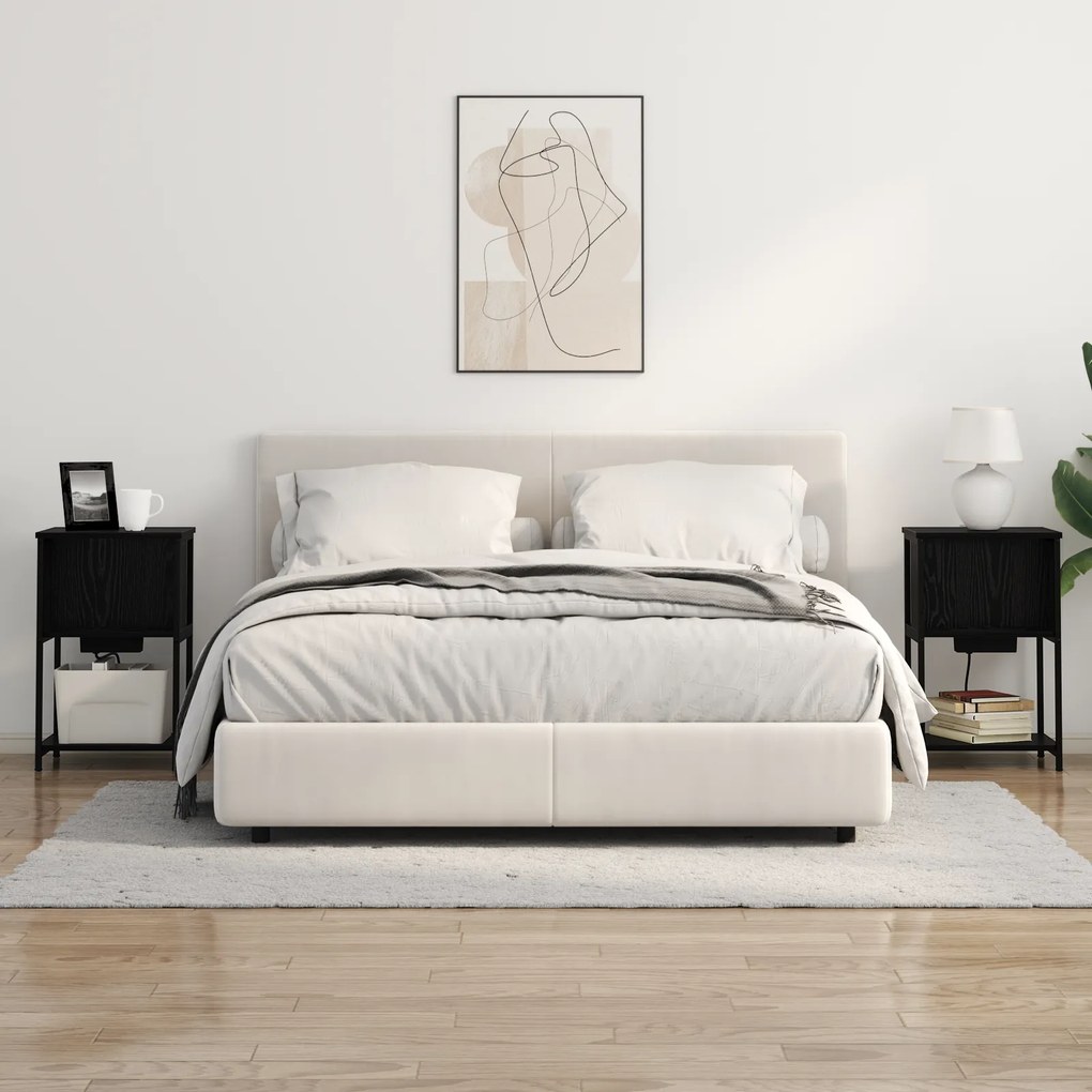 vidaXL Κομοδίνο 2 pcs Μαύρη δρυς 38 x 31 x 61 εκ Επεξεργασμένο ξύλο