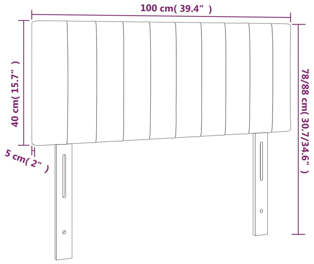 vidaXL Κεφαλάρι Κρεβατιού LED Σκούρο Γκρι 100x5x78/88 εκ. Βελούδινο