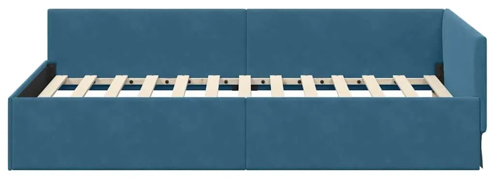 vidaXL Κρεβάτι Γωνίας Μπλε 80 x 200 cm Βελούδο και Εργοστασιακό ξύλο