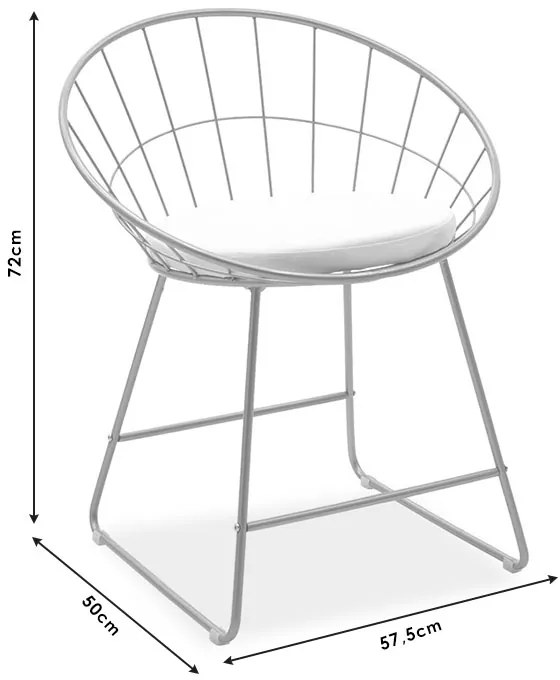 Καρέκλα Seth pakoworld μέταλλο χρυσό-μαξιλάρι PVC λευκό