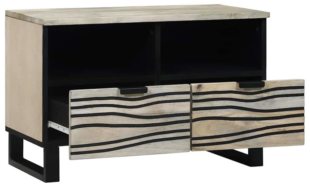 vidaXL Ντουλάπι TV με συρτάρι Λευκό 70 x 33 x 46 εκ Μασίφ ξύλο μάνγκο