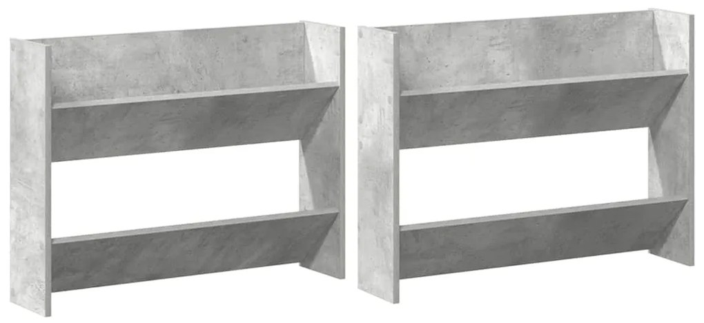 vidaXL Παπουτσοθήκες Τοίχου 2 τεμ. Γκρι Σκυρ. 80x18x60 εκ. Μοριοσανίδα