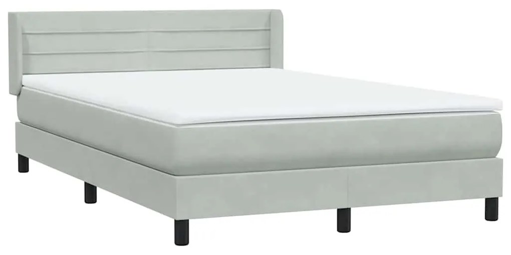 vidaXL Κρεβάτι Boxspring με Στρώμα Ανοιχτό Γκρι 160x210 εκ. Βελούδινο