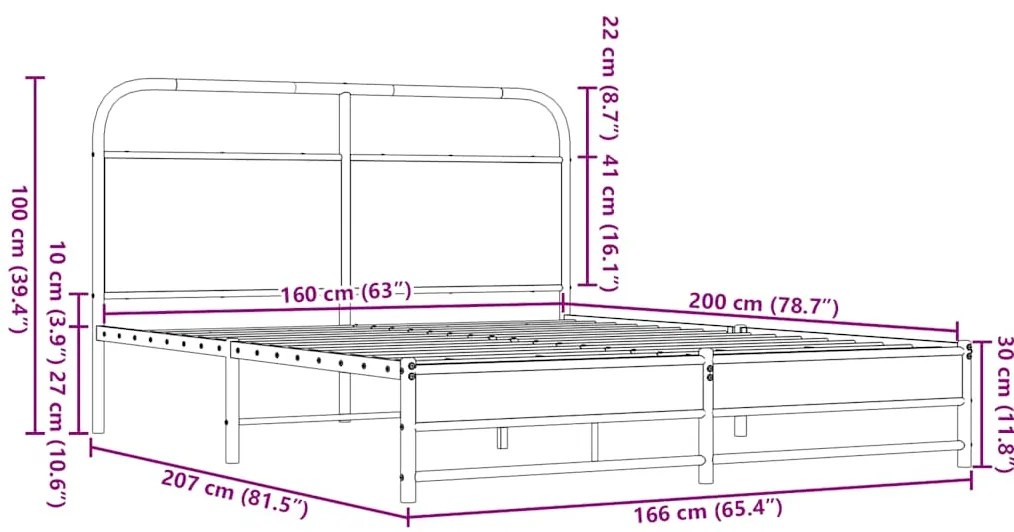 Πλαίσιο Κρεβατιού Χωρ. Στρώμα Καφέ Δρυς 150x200εκ. Επ. Ξύλο - Καφέ